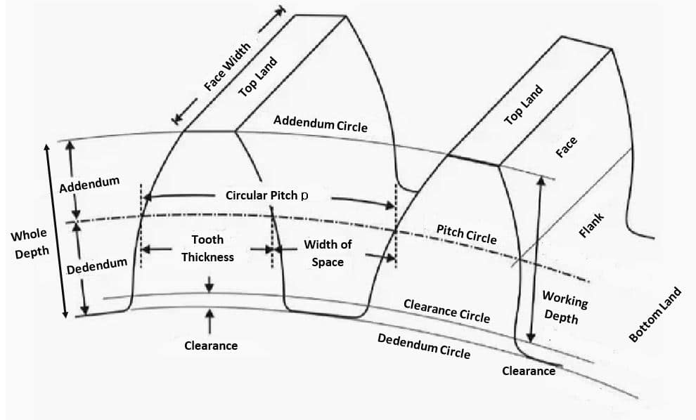 Gear Terminology, Spur Gear