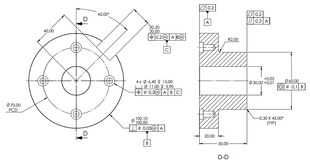 Example of Feature Control Frame, GD&T Symbols